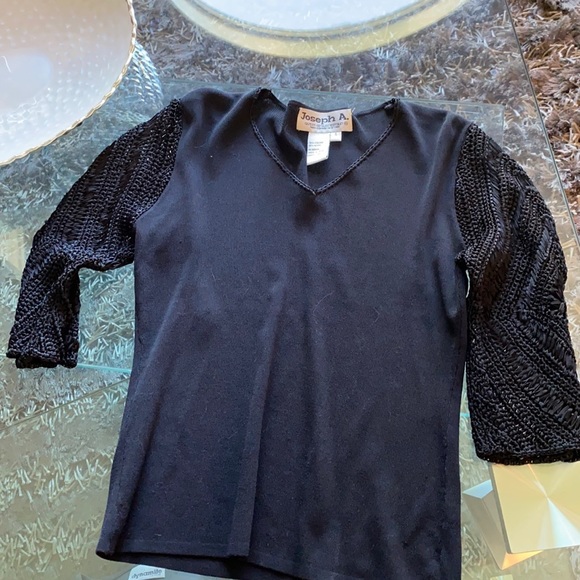 Joseph A Black sweater with knit sleeves - Picture 1 of 3